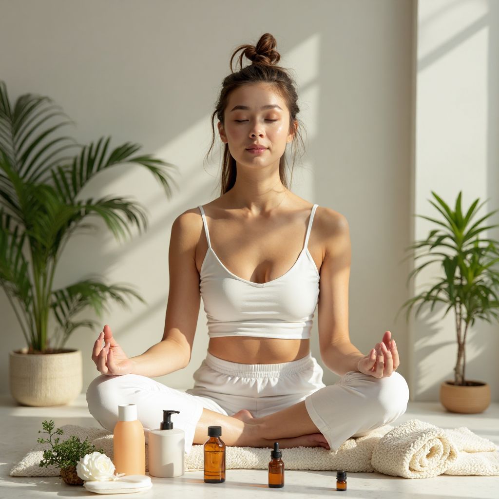 Woman practicing self-care and mindfulness