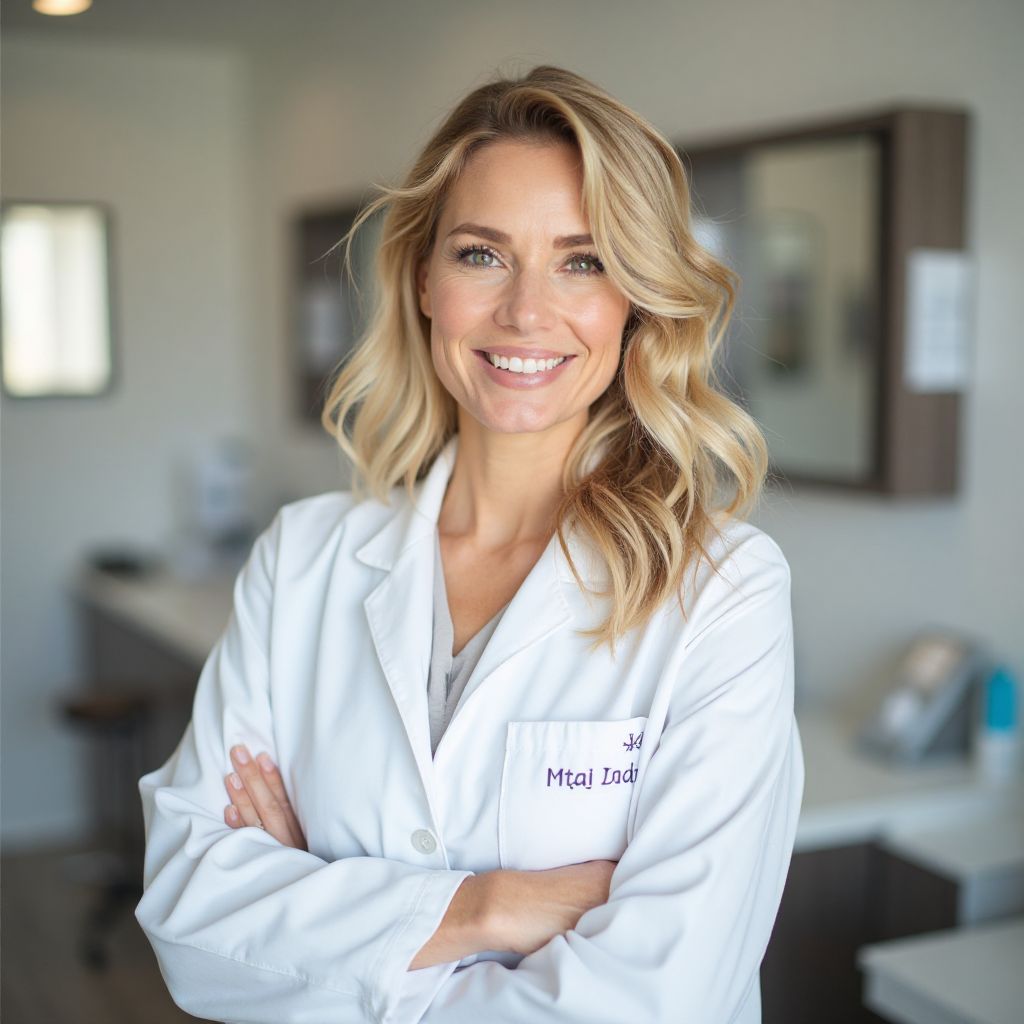 Woman with clear glowing skin after using natural skincare